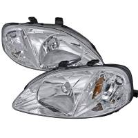 Spec'D Tuning Products - Spec-D 1999-2000 Honda Civic Crystal Headlights w/ Amber Reflector (Chrome Housing/Clear Lens) - Image 1