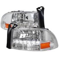 Spec'D Tuning Products - Spec-D 1997-2004 Dodge Dakota/ 1998-2003 Durango SMD LED Light Strip Factory Style Crystal Headlights (Chrome Housing/Clear Lens) - Image 1
