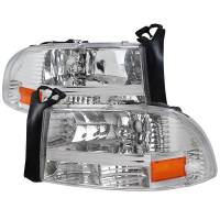 Spec'D Tuning Products - Spec-D 1997-2004 Dodge Dakota/ 1998-2003 Durango Crystal Headlights w/ Amber Reflector (Chrome Housing/Clear Lens) - Image 1