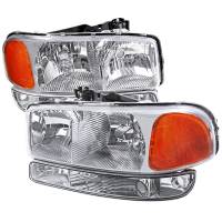 Spec'D Tuning Products - Spec-D 1999-2007 GMC Sierra/ 2000-2006 Yukon/Yukon XL Factory Style Crystal Headlights w/ Amber Reflector & Bumper Lights (Chrome Housing/Clear Lens) - Image 1
