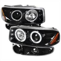 Spec'D Tuning Products - Spec-D 2001-2006 GMC Yukon + XL Denali/ 2002-2006 GMC Sierra Denali Dual Halo Projector Headlights w/ Bumper Lights (Jet Black Housing/Clear Lens) - Image 1