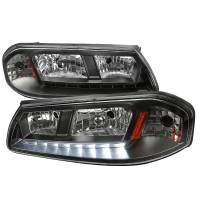Spec'D Tuning Products - Spec-D 2000-2005 Chevrolet Impala Crystal Headlights w/ SMD LED Light Strip (Matte Black Housing/Clear Lens) - Image 1
