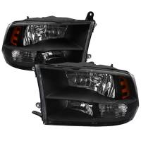 Spec'D Tuning Products - Spec-D 2009-2018 Dodge RAM 1500 / 2019-2021 RAM Classic / 2010-2018 RAM 2500 3500 Factory Quad Style Headlights (Matte Black Housing/Clear Lens) - Image 1
