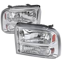 Spec'D Tuning Products - Spec-D 2005-2007 Ford F-250/F-350/F-450/F-550/Excursion Crystal Headlights (Chrome Housing/Clear Lens) - Image 1