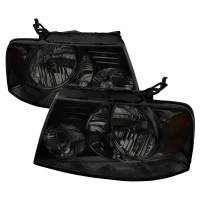Spec'D Tuning Products - Spec-D 2004-2008 Ford F-150/ 2006-2008 Lincoln Mark LT Replacement Crystal Headlights w/ Amber Reflector (Chrome Housing/Smoke Lens) - Image 1