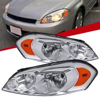 Spec'D Tuning Products - Spec-D 2006-2013 Chevrolet Impala / 2014-2016 Impala Limited / 2006-2007 Monte Carlo Factory Style Crystal Headlights w/ Amber Reflectors (Chrome Housing/Clear Lens) - Image 1