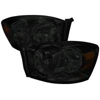 Spec'D Tuning Products - Spec-D 2006-2008 Dodge RAM 1500/ 2006-2009 RAM 2500 3500 Factory Style Crystal Headlights (Chrome Housing/Smoke Lens) - Image 1