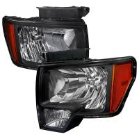 Spec'D Tuning Products - Spec-D 2009-2014 Ford F-150 Factory Style Crystal Headlights w/ Amber Reflector (Matte Black Housing/Clear Lens) - Image 1