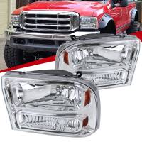 Spec'D Tuning Products - Spec-D 1999-2004 Ford Excursion/F-250/F-350/F-450/F-550 Crystal Headlights (Chrome Housing/Clear Lens) - Image 1