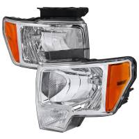 Spec'D Tuning Products - Spec-D 2009-2014 Ford F-150 Factory Style Crystal Headlights w/ Amber Reflector (Chrome Housing/Clear Lens) - Image 1