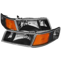 Spec'D Tuning Products - Spec-D 1998-2002 Mercury Grand Marquis Factory Style Crystal Headlights w/ Corner Signal Lights (Matte Black Housing/Clear Lens) - Image 1