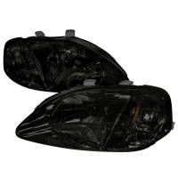 Spec'D Tuning Products - Spec-D 1999-2000 Honda Civic Factory Style Crystal Headlights (Chrome Housing/Smoke Lens) - Image 1