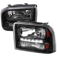 Spec'D Tuning Products - Spec-D 2005-2007 Ford F-250/F-350/F-450/F-550/Excursion Crystal Headlights w/ SMD LED Light Strip (Matte Black Housing/Clear Lens) - Image 1