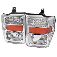 Spec'D Tuning Products - Spec-D 2008-2010 Ford F-250/F-350/F-450 Super Duty Factory Style Headlights w/ Amber Reflectors (Chrome Housing/Clear Lens) - Image 1