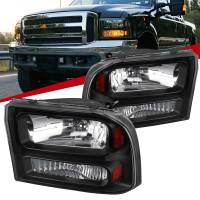 Spec'D Tuning Products - Spec-D 1999-2004 Ford Excursion/F-250/F-350/F-450/F-550 Crystal Headlights (Matte Black Housing/Clear Lens) - Image 1