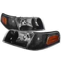 Spec'D Tuning Products - Spec-D 1998-2011 Ford Crown Victoria Factory Style Headlights w/ Corner Signal Lights (Matte Black Housing/Clear Lens) - Image 1