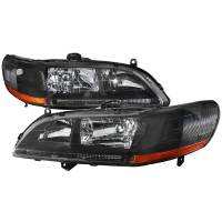 Spec'D Tuning Products - Spec-D 1998-2002 Honda Accord Factory Style Crystal Headlights w/ Amber Reflector (Matte Black Housing/Clear Lens) - Image 1