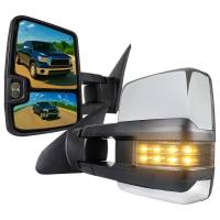 Spec'D Tuning Products - Spec-D 2007-2017 Toyota Tundra/ 2008-2017 Sequoia Chrome Power Heated BSM Manual Extendable Towing Mirrors w/ Smoke Lens LED Turn Signal & Clearance Lights - Image 1