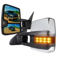 Spec'D Tuning Products - Spec-D 2007-2017 Toyota Tundra/ 2008-2017 Sequoia Chrome Power Heated BSM Manual Extendable Towing Mirrors w/ Amber Lens LED Turn Signal & Clearance Lights - Image 1