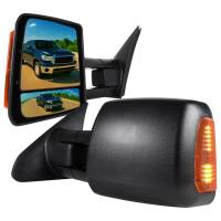 Spec'D Tuning Products - Spec-D 2007-2021 Toyota Tundra/ 2008-2017 Sequoia Power Heated Manual Extendable Towing Mirrors w/ Amber Lens LED Turn Signal Lights - Image 1