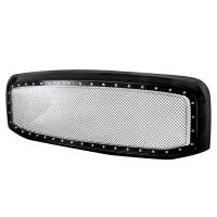 Spec'D Tuning Products - Spec-D 2006-2008 Dodge RAM Glossy Black ABS Rivet Style Grille w/ Stainless Steel Mesh - Image 1