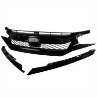 Spec'D Tuning Products - Spec-D 2016-2018 Honda Civic FK8 TR Style Glossy Black ABS Mesh Grille w/ Eyebrows - Image 1