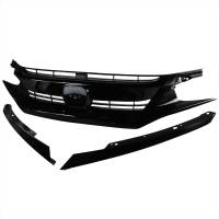 Spec'D Tuning Products - Spec-D 2016-2018 Honda Civic FK8 Factory Style Glossy Black ABS Mesh Grille w/ Eyebrows - Image 1