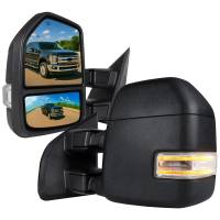 Spec'D Tuning Products - Spec-D 2017-2019 Ford F-250/F-350/F-450/F-550 Super Duty Power Adjustable, Heated, BSM, ATS, & Manual Extendable Towing Mirrors w/ Clear Lens LED Turn Signal, Clearance, & Auxiliary Lights - Image 1