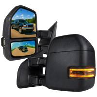 Spec'D Tuning Products - Spec-D 1999-2016 Ford F-250/F-350/F-450 Power Adjustable, Heated, & Manual Extendable Towing Mirrors w/ Smoke Lens LED Turn Signal & Clearance Lights - Image 1