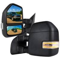 Spec'D Tuning Products - Spec-D 1999-2016 Ford F-250/F-350/F-450 Power Adjustable, Heated, & Manual Extendable Towing Mirrors w/ Clear Lens LED Turn Signal & Clearance Lights - Image 1