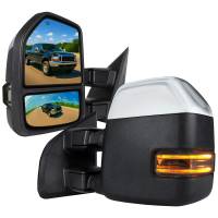Spec'D Tuning Products - Spec-D 1999-2016 Ford F-250/F-350/F-450 Power Adjustable, Heated, & Manual Extendable Chrome Towing Mirrors w/ Smoke Lens LED Turn Signal & Clearance Lights - Image 1