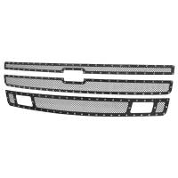 Spec'D Tuning Products - Spec-D 2007-2013 Chevrolet Silverado 1500/1500HD Rivet Style Black Stainless Steel 3PC Mesh Grille insert - Image 1