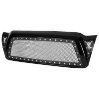 Spec'D Tuning Products - Spec-D 2005-2011 Toyota Tacoma Glossy Black ABS Rivet Style Grille w/ Stainless Steel Mesh - Image 1